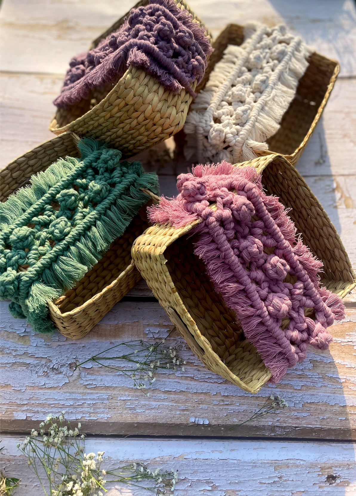 Macrame Spa Tray - DREAMY Colorways  (Made to order)