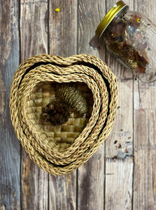 Handcrafted Heart shaped nesting baskets (set of 3)