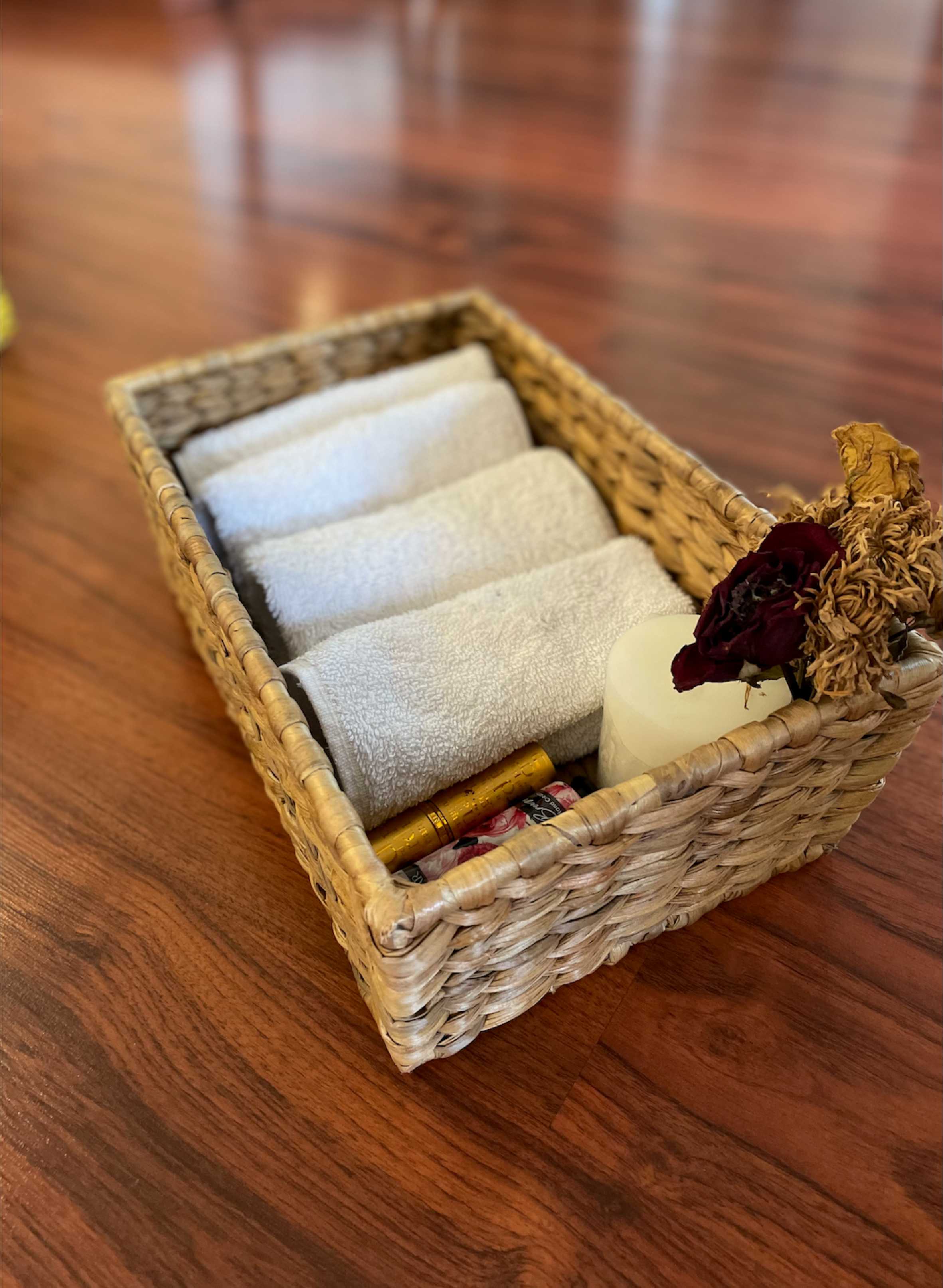 Rectangular towel basket/ organiser from Assam (Water Hyacinth)