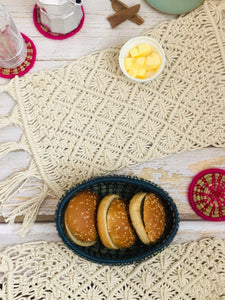 Handcrafted salt reed oval bread basket - grey
